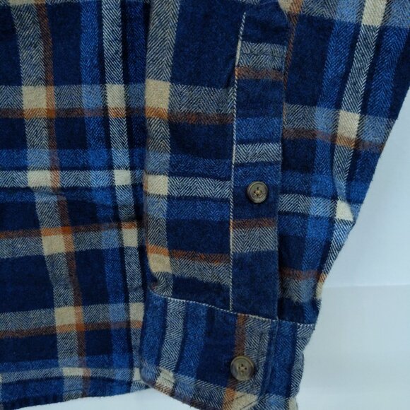 Vtg Abercrombie Fitch Blue Orange Plaid Flannel Shirt, Mens Medium 'Muscle Fit' - Picture 3 of 11